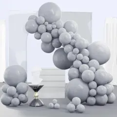 Gray Balloons 140 pcs Different Sizes Pack of 18 12 10 5 Inch Matte Gray Latex Balloon Arch Kit Garland - Party Decorations Gray-Y71