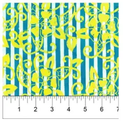 Banyan 80970-63 SWEET TUNES Floral Stripe - Teal 45" Fabric Per Yard