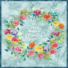 Chickadee Laughter Quote Panel Feather Blue 44"/45" Fabric Per Yard