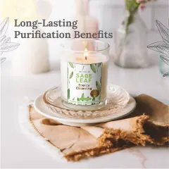 Magnificent 101 Set of 3 Long Lasting White Sage Leaf Scented Smudge Candles - 42 Hour Burn, 3.5 Oz Each, Made with Soy Wax and Herb, Ideal for House Energy Cleansing, Meditation & Manifestation Multicolor