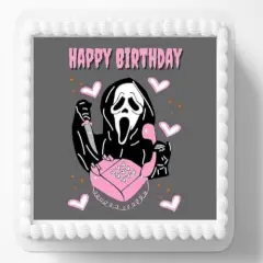 Ghost Scream Face Birthday Edible Image Edible Cake Topper Frosting Sheet fits 1/4 sheet cake or larger