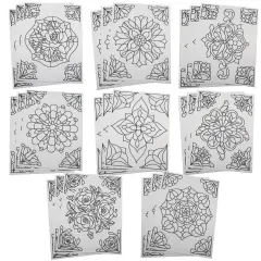 S&S Worldwide Color-Your-Own Stained Glass Window Clings. Use markers, or glass stain. No-Adhesive Static Cling, Repositionable, Raised Lines, 3 ea of 8 designs. Center approx. 7" to 8". Pack of 24.