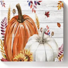 Orange Pumpkin Wood Gain Paint by Numbers Kit - 12" x 16" (with Wooden Frame)