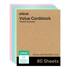 Cricut Value Cardstock, Pastels Sampler - 8.5 in x 11 in (80 ct)