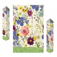 Summer Flowers Art Pole 20 Inches Tall Hello