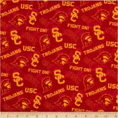 Licensed NCAA USC Tone on Tone USC-1178 Cotton Fabric by the Yard