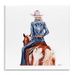 Stupell Industries Trendy Cowgirl on Horse Wall Plaque Art Design by Amanda Greenwood