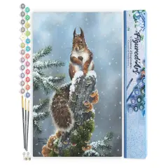 Figured'Art Paint by Numbers Kit for Adults Perched Squirrel 16"x20" - Craft Art Painting DIY Kit Rolled Canvas without frame