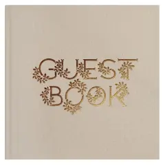 Paige Tate & Co. Wedding Guest Book - Cloth Bound Cover, Foil Accents & Hand-Drawn Illustration, Acid-Free Archival Paper, Flat-Lay Design, Heirloom