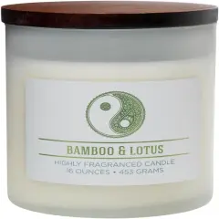 Bamboo Lotus Scented Jar Candle, Wellness Collection, Relaxing Aromatherapy Candle, 2 Wick White Jar Soy Blend Wax Candle for Home, 60hr Burn, 16 oz - USA Poured