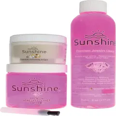 The Beadsmith Sunshine Premium Jewelry Cleaner &ndash; 4oz Cleaner with Brush, 6oz Refill Bottle and 1.5oz Polishing Cream &ndash; Safe to Use on Gemstones, Soft Stones, Precious Metals on All Types of Jewelry
