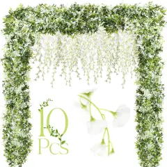 10 Pcs 7.2ft/pcs Artificial Flowers Wisteria Garland Artificial Wisteria Vine Hanging Flower