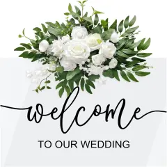 Artificial Flower Swag, Wedding Sign Flowers White Rose Flower Arrangements