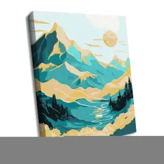 Painting by Numbers kit Sunrise in the mountains with extra metallic paintsKHO5105