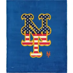 MLB Celebrate Series Silk Touch Sherpa Throw Blanket 50&times;60 Inches New york mets