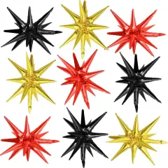 Black Red Gold Star Balloons,9Pcs Black Gold Explosion Star Foil Balloons,22Inch Spike Cone Star Helium Mylar Balloons for Birthday Anniversary Baby Shower New Year Disco Party Decorations