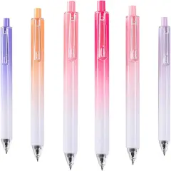 Retractable Gel Pens, 0.5mm Fine Point, Quick Drying, Writing Drawing, Black ink gel pens, Box of 6 Pens (Black)