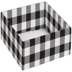Pack/6: Black & White Plaid Decorative Trays - 8 x 8 x 3"