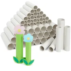 50 Pack Empty Toilet Paper Rolls for Crafts, 2 Sizes Cardboard Tubes (1.2x6 & 1.7x7.5 inch), Bulk White Craft Cylinders for DIY Projects, Arts Classroom Activity, Thick Paper Towel Cores