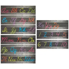 Cursive Alphabet Wall Strip, Numbers Bulletin Board Borders for Classroom (21x6 In, 9 Pack)