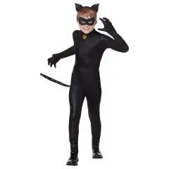 Kid's Miraculous Cat Noir Costume Black Jumpsuit Superhero Outfit
