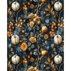 Glamorous Pumpkins Cotton Fabric | By the Yard | Sewing and Crafting | 44 inches wide