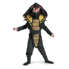 Boys Snake Cobra Ninja Halloween Costume Black Jumpsuit Hood Mask