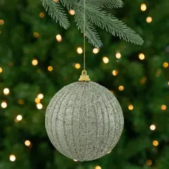 Northlight Holographic Glitter Shatterproof Christmas Ball Ornament - 4" - Tea Green