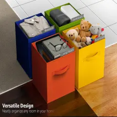 Sorbus 12 Pack Storage Bins - 11" Sturdy Collapsible Fabric Storage Cubes with Handle Bright rainbow