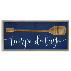Stupell Industries Tiempo De Lago N&aacute;utica Framed Floater Canvas Wall Art Brown Floater Frame