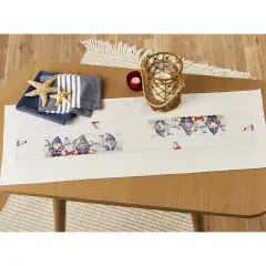 HerrschnersBlue Gnomes at the Beach Table Runner Counted Cross-Stitch Kit Multi