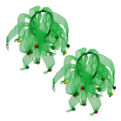 Christmas Green Festive Hair Tie Bands with Bells