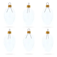 Set of 6 Clear Mini Glass Egg Ornaments 2.9 Inches