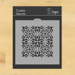 Flower Tile Cookie & Craft Stencil | CM130 by Designer Stencils | Cookie Decorating Tools | Baking Stencils for Royal Icing, Airbrush, Dusting Powder | Craft Stencils for Canvas, Paper, Wood | Reusable Food Grade Stencil