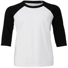 Bella + Canvas&reg; Youth Three-Quarter Sleeve Baseball T-Shirt - 3200Y WHITE/ BLACK