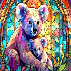 Sunsout Stained Glass Zoo Koala 1000 pc Jigsaw Puzzle 73301