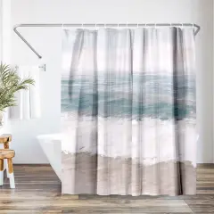 Americanflat 71x74 Shower Curtain - Coastal Seaside Design - Warm Waves by PI Creative Art