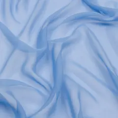 1 Yard Silk Chiffon Solid Regatta Blue Fabric Lightweight 44 Inch Width