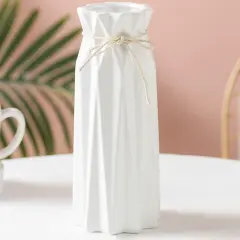 Ceramic Flower Vase Modern Home Decor Vases for Centerpieces White Minimalist Farmhouse Vase 9.5" H x 3.9" W Cute Decorative Vases Flowers Tulip Pampas Grass Vase for Table Bathroom Shelf