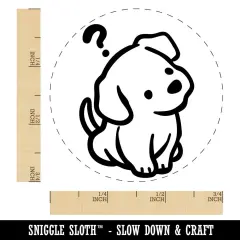 Confused Puppy Head Tilt Dog Question Mark Self-Inking Rubber Stamp Crafting Purple