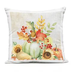 Stupell Industries Autumnal Gourds Bird Perched Outdoor Pillow, 18 x 7 x 18