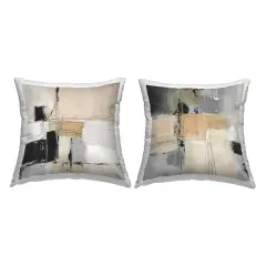 Stupell Industries Neutral & Grey Abstraction 2pc Outdoor Pillow Set, 18 x 7 x 18
