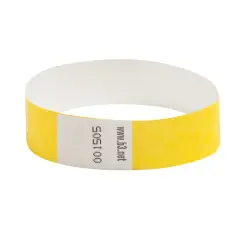 Sequentially Numbered Security Wristbands, 3/4", Yellow Pack of 100