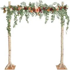 Orange Ceremony Reception Hanging Eucalyptus Rose Arbor Arrangement Outdoor Party Floral Swag