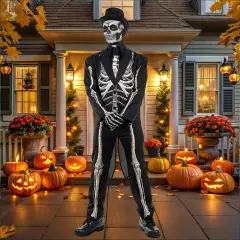 Mens Bone Chillin Skeleton Suit Costume for Halloween Gothic Events and Scare Parties