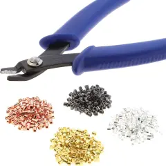 The Beadsmith Crimping Set, Crimp Forming Pliers 5-1/8" and 500 Crimp Tubes, 2x2mm in Assorted Colors, Creates Smooth, Rounded Crimps Every Time, No Sharp Edges