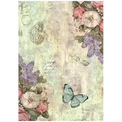 Stamperia Rice Paper Sheet A4-Wonderland Flowers And Butterflies