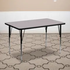 Emma and Oliver 30x72 Rectangle Laminate Adjustable Activity Table Gray