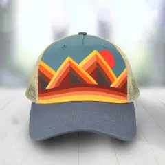 1 Count Scenic Trucker Cap Five Panel Low Profile with Recycled Pre Curved Bill Mountain Contour