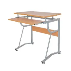 Light Cherry Compact Contemporary Computer Desk with Slide-Out Keyboard